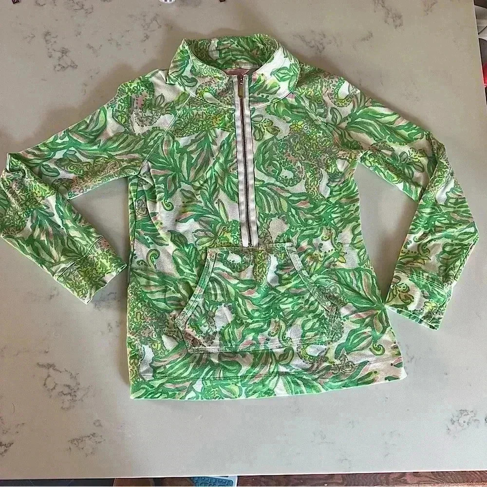 Lilly Pulitzer Skipper Popover Seeing Pink Elephants Resort Zip Size Medium-C3